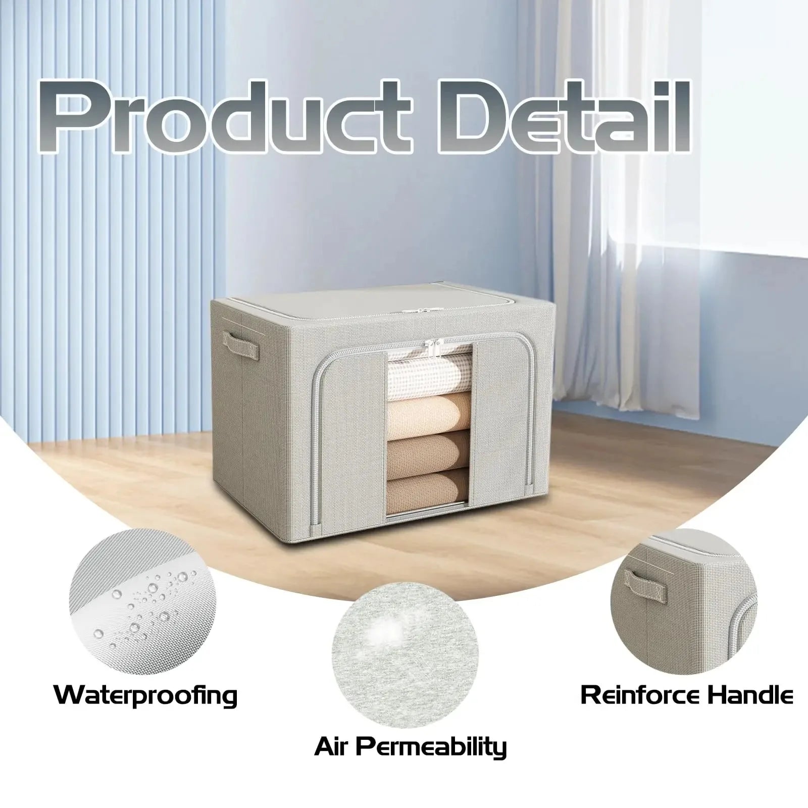 Large Capacity Household Oxford Cloth Clothes Storage Box Portable Bedroom Folding Quilt Storage and Organizing Box With Window Qme