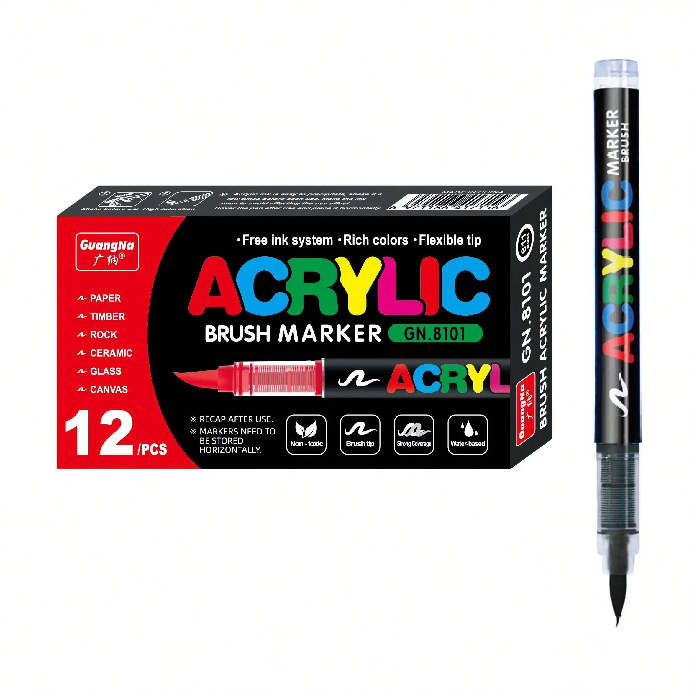 12 Pcs Black/White Premium Soft Tip Acrylic Marker Set Black White Acrylic Markers for Wood Ceramic Festival Craft Making Qme
