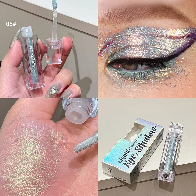 Flash Liquid Eyeliner Durable Shiny Waterproof Colored Liquid Eyeliner Eyeshadow Metallic Pearlescent Chameleon Eyeliner Makeup Qme Eyeshadow 06