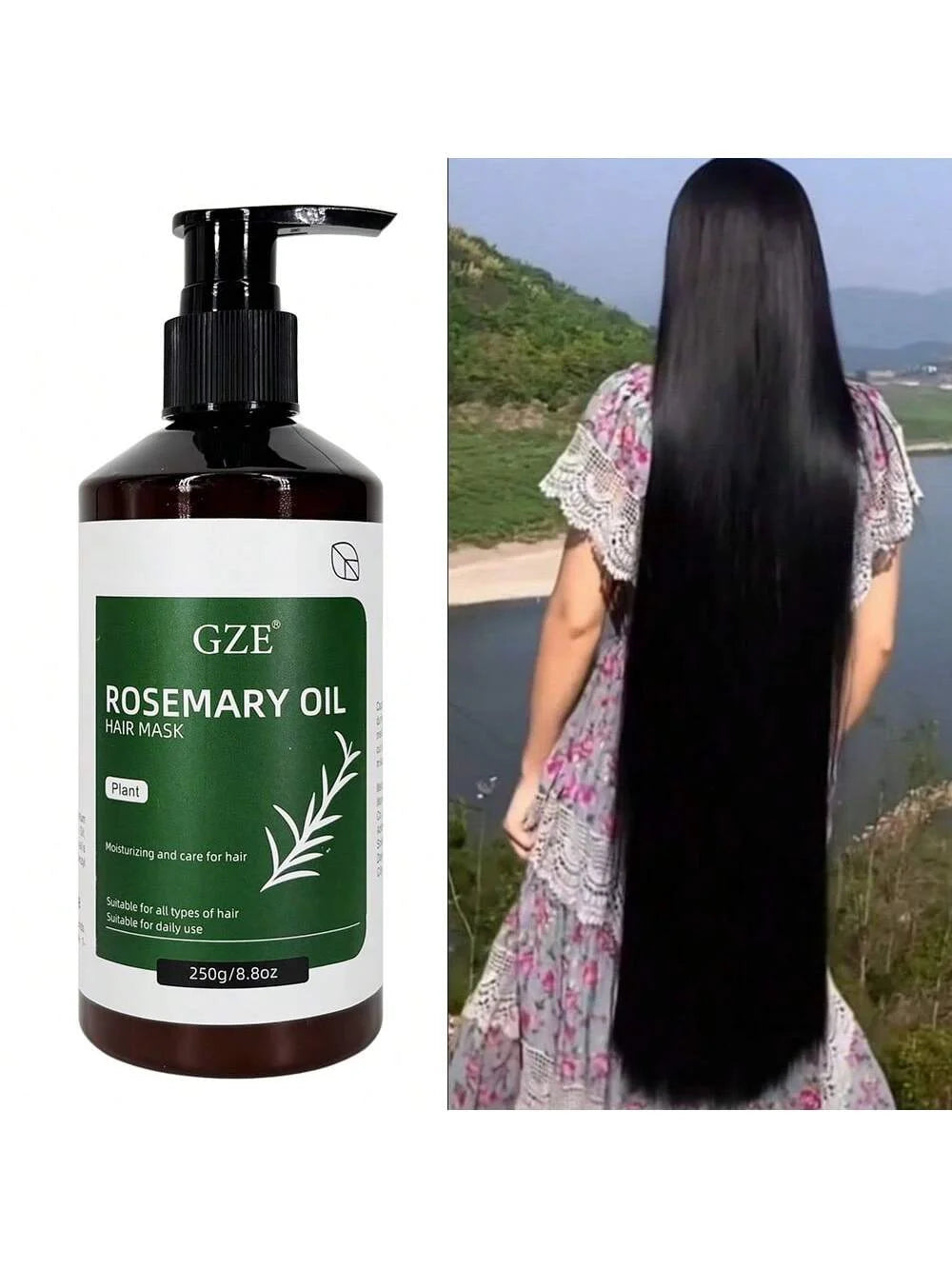 GZE Rosemary Oil Hair Mask for Scalp Health & Shine - Deep Cleansing Treatment to Revitalize Dry, Damaged Hair for Frizz Control Qme
