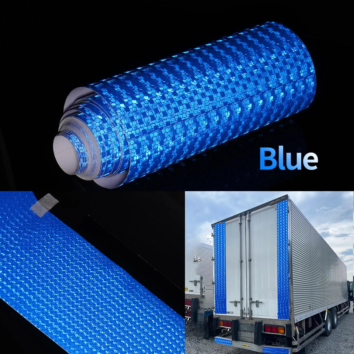 Reflective Safety Mark Tape Stickers Self Adhesive Warning Film for Car Motorcycle Auto Styling Qme Blue 1m 20cm
