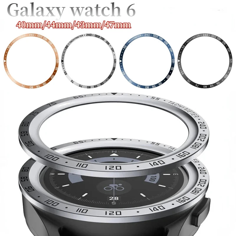 Metal Bezel For Samsung Galaxy Watch 6/5/4 40mm 44mm Time/Speed Scale Frame Protective Ring Watch 6 Classic 47mm 43mm 46mm 42mm Qme