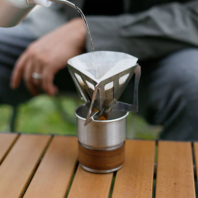 Coffee Drip Rack Residue Filter Outdoor Camping Portable Stainless Qme