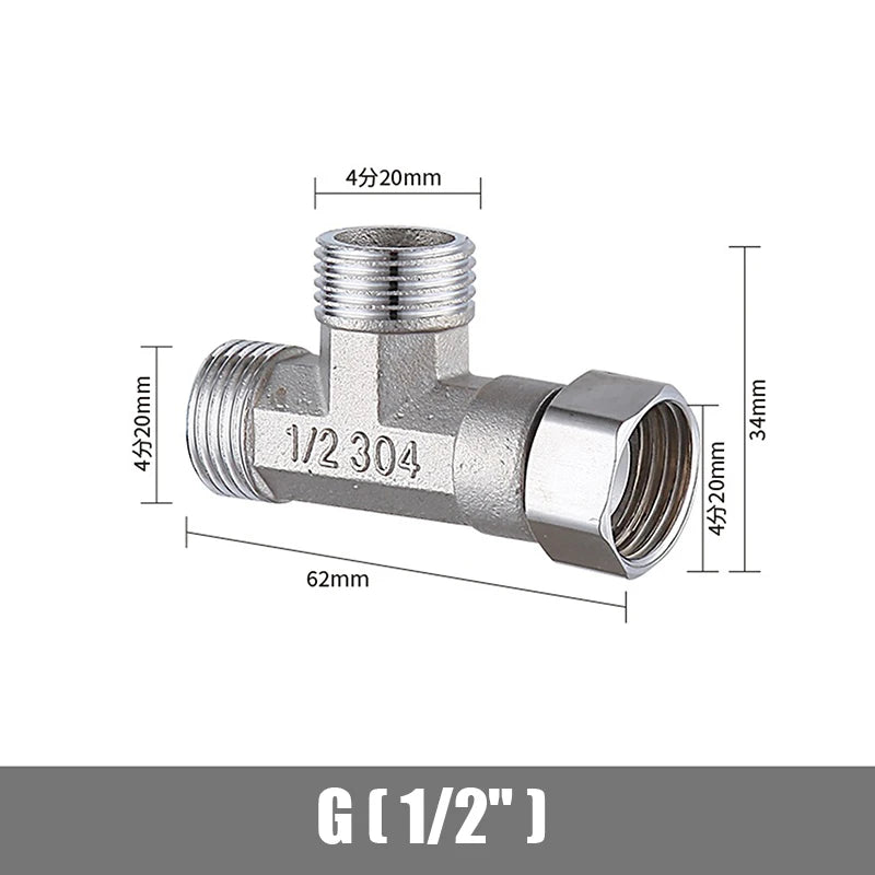 Bath Bidet Sprayer Shower Stainless Steel T Adapter G1 2 T-valve Qme A5
