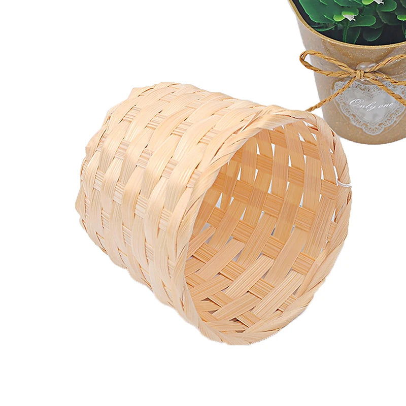 Bamboo Mini Desktop Storage Basket Rural Woven Baskets Fruit Qme