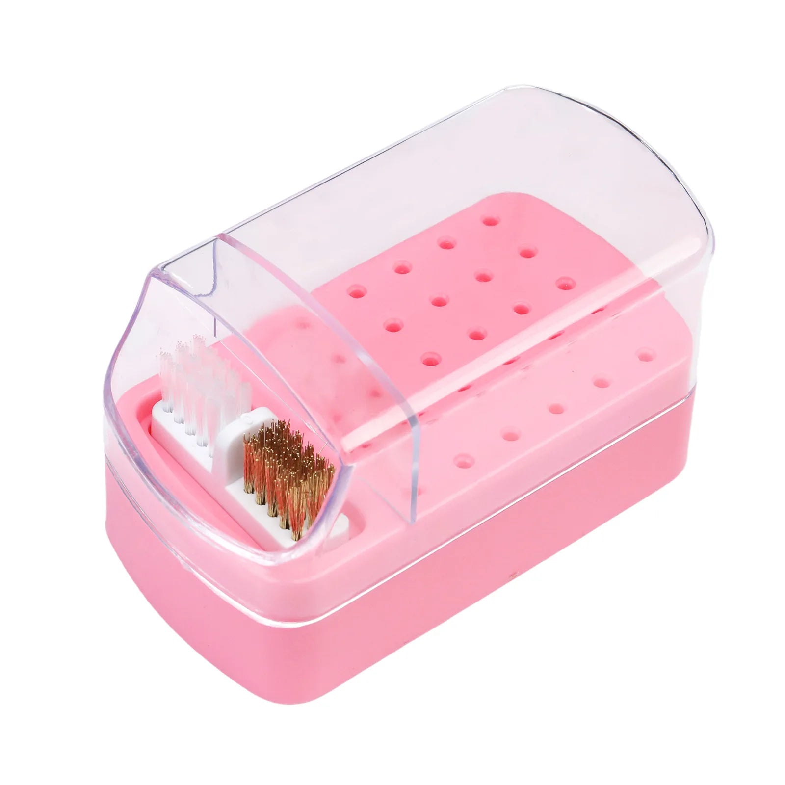 30 Holes Nail Polish Head Organizer Acrylic Portable Organizer Transparent Dustproof Cleaning Organizer Professional Nail Tools Qme Pink