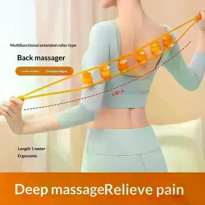 Handheld Pull Back Muscle Massager Roller Deep Relax Neck Shoulder Qme
