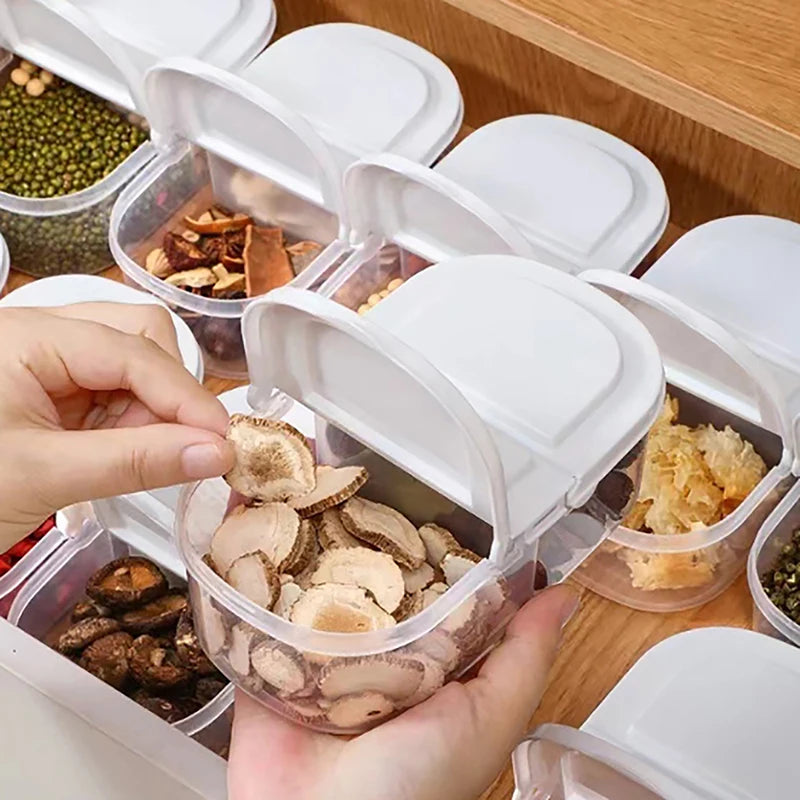 Kitchen Refrigerator Plastic Storage Jar Double Compartment Lid Food Qme