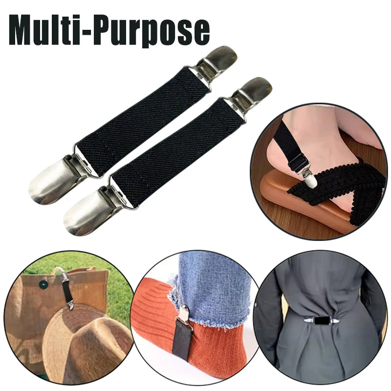 Adjustable Elastic Slipper Heel Straps, Anti-Slip Shoe Laces For Sandals, No More Heel Slipping,Multi-Use Pant Clips Boot Straps Qme
