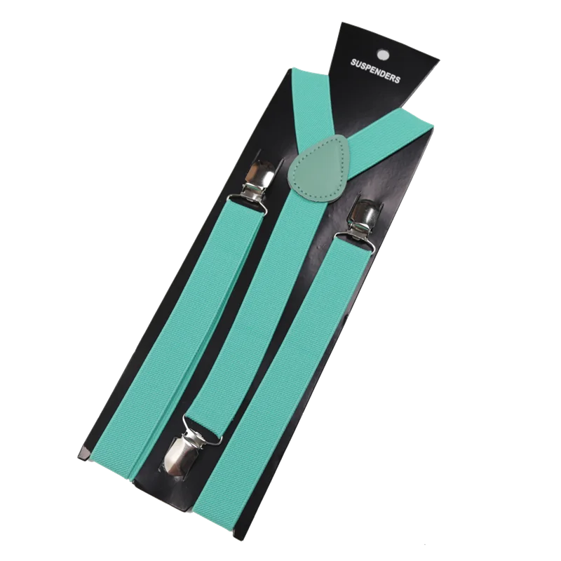Unisex Elastic Leather Suspenders Braces Men Women Black Blue Red