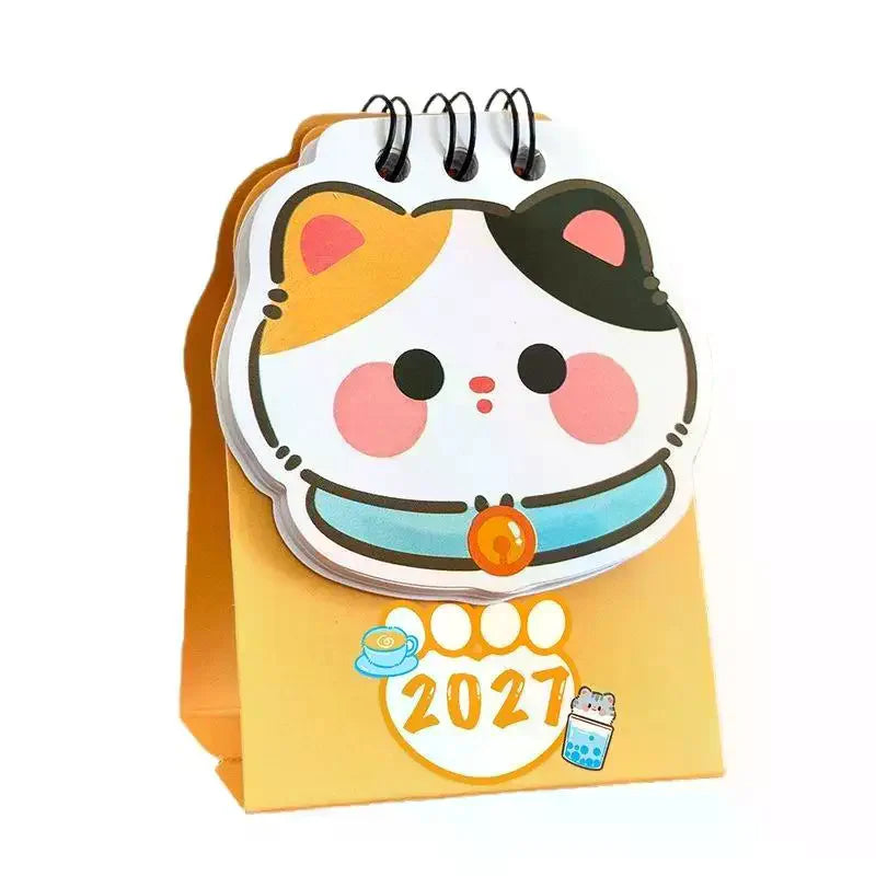2026 Year Cartoon Cat Desktop Mini Desk Calendar Clock Program Student Qme
