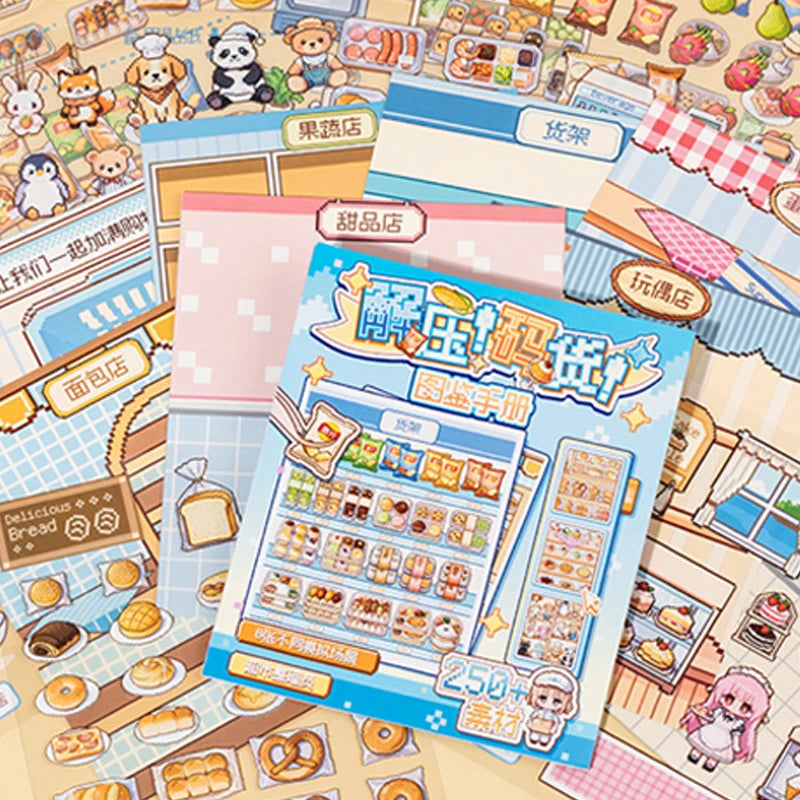 1 Book Pixel Art Mini Diorama Stickers, Cute Healing Scenes, Fun Relaxing Crafts, Ideal for Students & Office Workers Qme