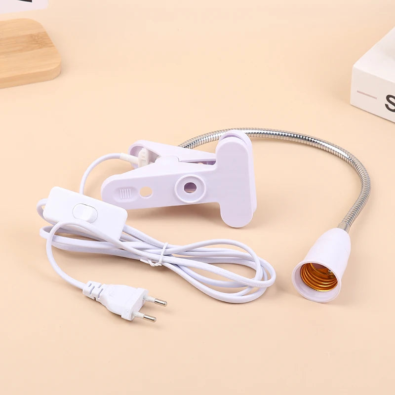 1 8M E27 Clamp Lamp Socket 360 Rotatable EU Plug Switch Wire Hanging Qme