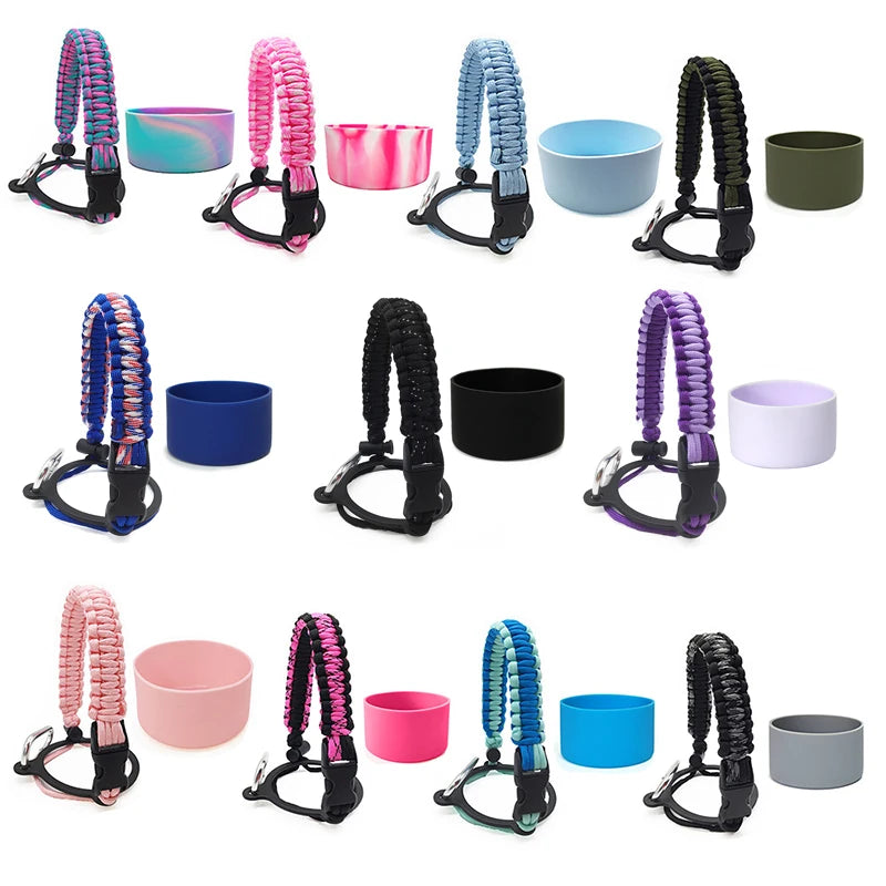 Silicone Non-slip Base Cover Paracord Hand-woven Water Cup Carrying Qme