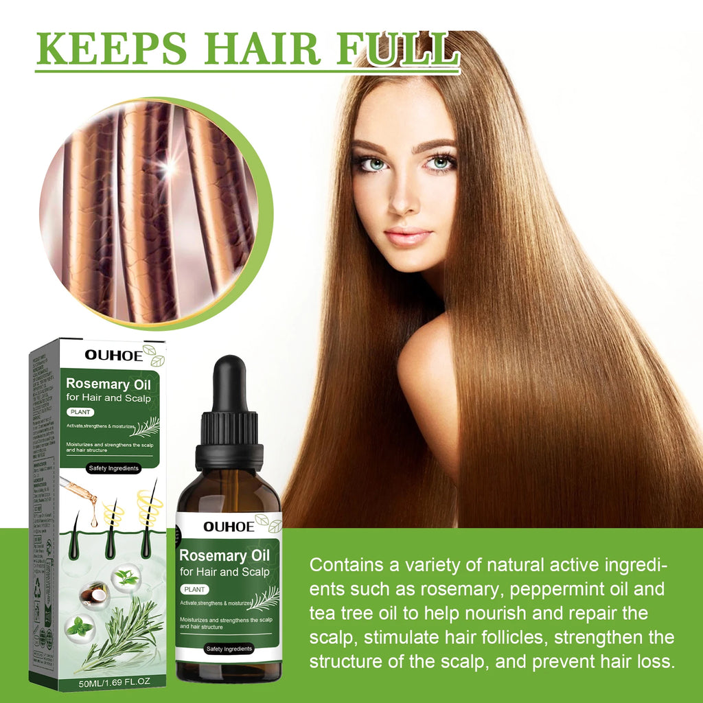 Rosemary Oil for Hair 50ml Scalp Treatment with Coconut Peppermint Oil Nourishing Hair Serum for Shine Strength All Hair Types Qme