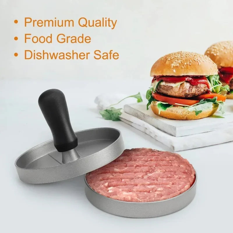 Burger Press Non-Stick Hamburger Patty Maker with Wax Paper Aluminum Burger Maker for Kitchen BBQ Grill Qme