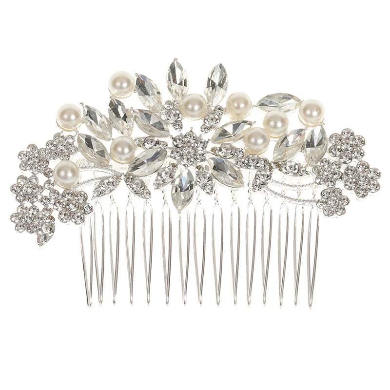 Rhinestone Pearl Bride Wedding Hair Comb Side Bridal Clips Qme Silver