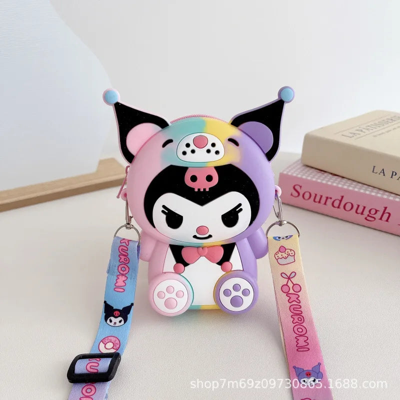 Hello Kitty Kuromi Coin Purse Cute Cartoon Student-Style Instagram-Inspired Fashion Bag Melody Silicone Crossbody Bag Qme 9