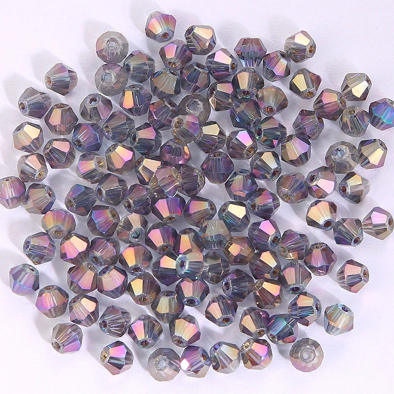 100Pcs 4MM Glass Beads Bicone Shaped Beads Faceted Crystal Beads for Jewelry Making Bracelet Necklace Earrings DIY Beading Qme 20 4MM-100PCS