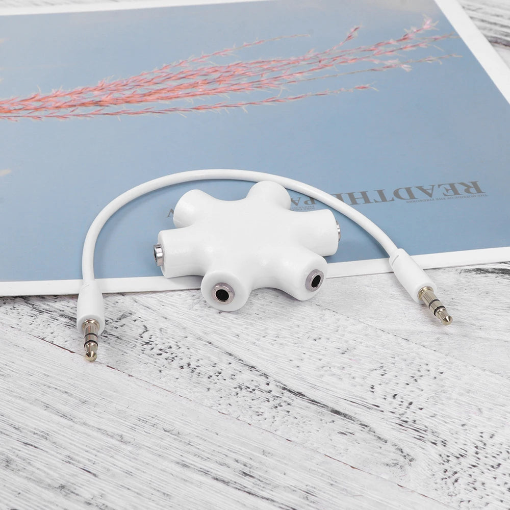 5-Jack Female Connector Adapter 3.5mm Multi Headphone Audio Splitter with 3.5mm Stereo Cable 20cm Digital Audio Video Cables Qme