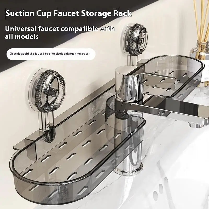 Punch-free Suction Cup Washbasin Storage Rack Self-distribution Qme