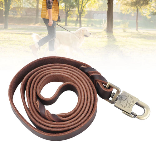 1.85M Leather Dog Training Leash Braided Soft Cowhide Lead Strap for Large Medium Dogs Strong Control Walking Training Rope Qme
