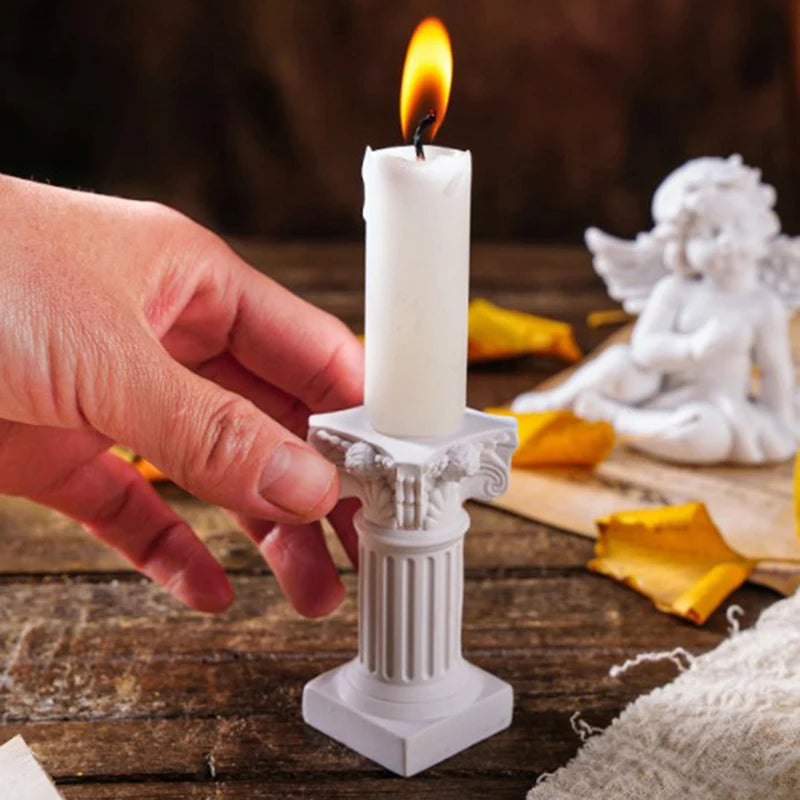 Roman Pillar Greek Column Statue Pedestal Candlestick Stand Figurine Qme