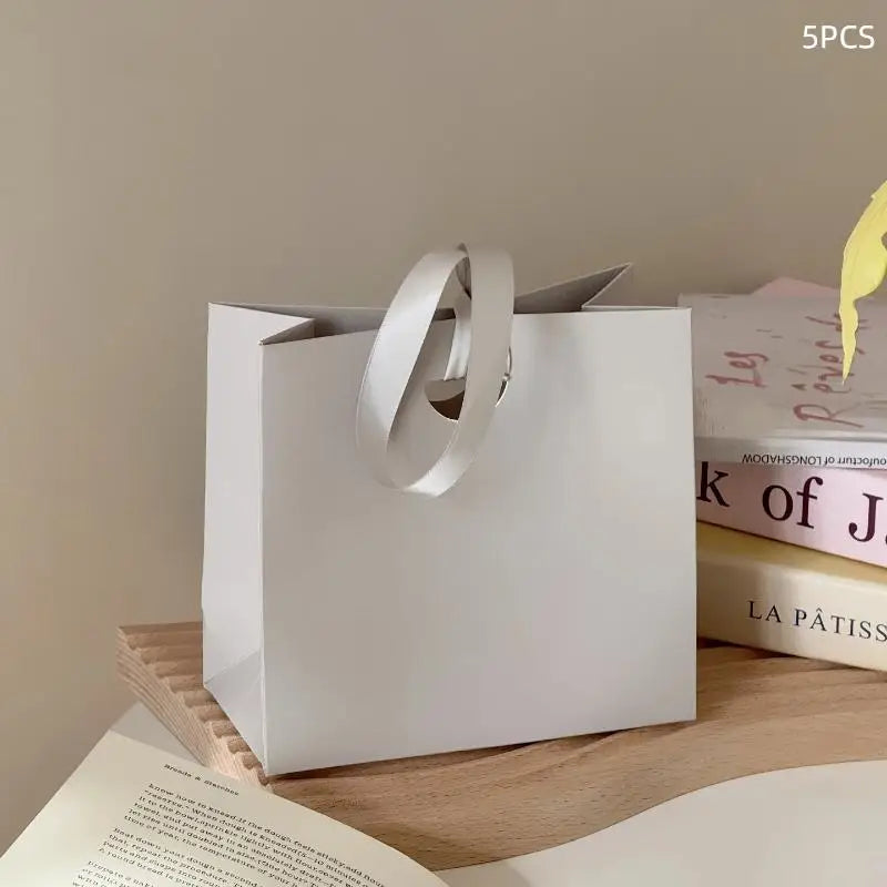 Jewelery Packaging With Ribbon Paper Gift Wrapping Bag Lipstick Storage Wedding Party Gift Tote Handbag Qme Gray