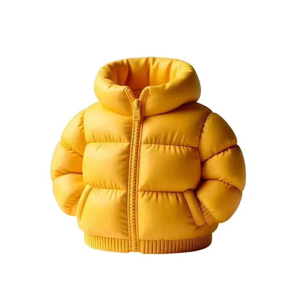 Down Jacket-Shaped Pen Holder Desktop Organizer for Stationery Makeup Brushes Home Office Shelf Decor, for Shool Gift Qme Yellow 7.5x8CM