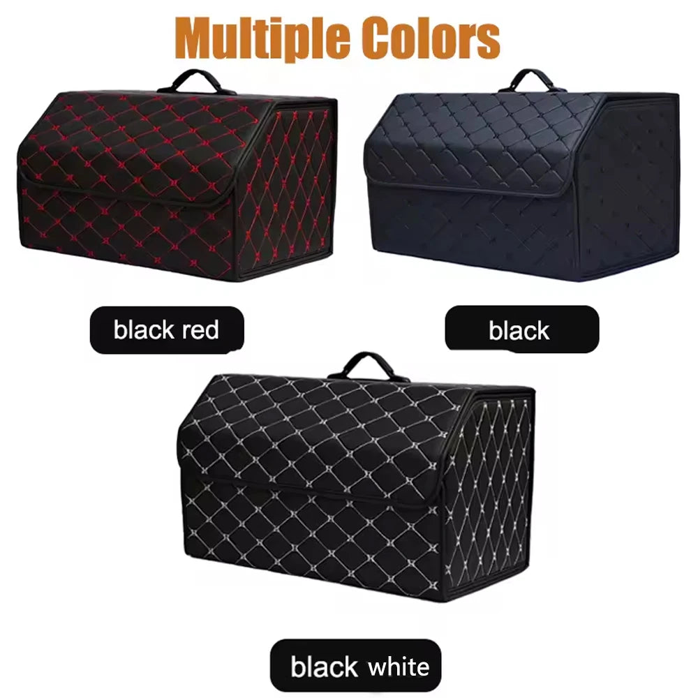 Foldable Car Trunk Storage Organizer Box Collapsible Vehicle Rear Cargo Bin Space Saving Decorative Trunk Accessory Qme