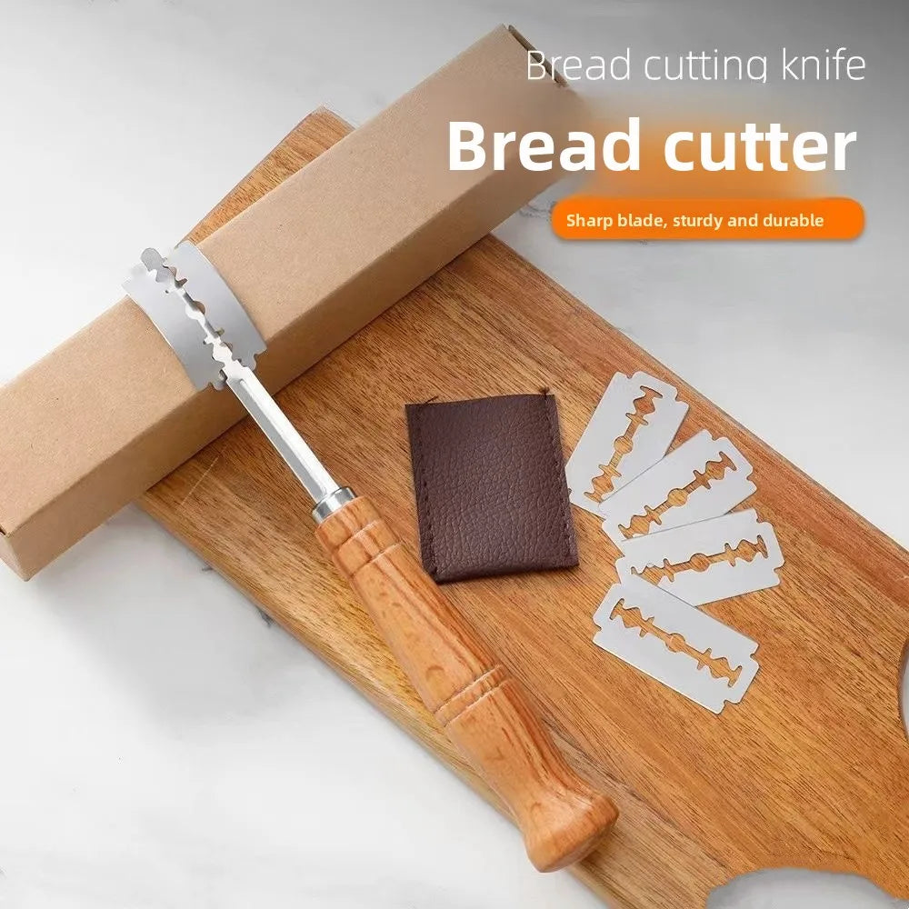 Wooden Handle Curved Bread Slicer Stainless Steel Creative Bread Shaping Knife Dough Dividing Knife Baking Tools Qme