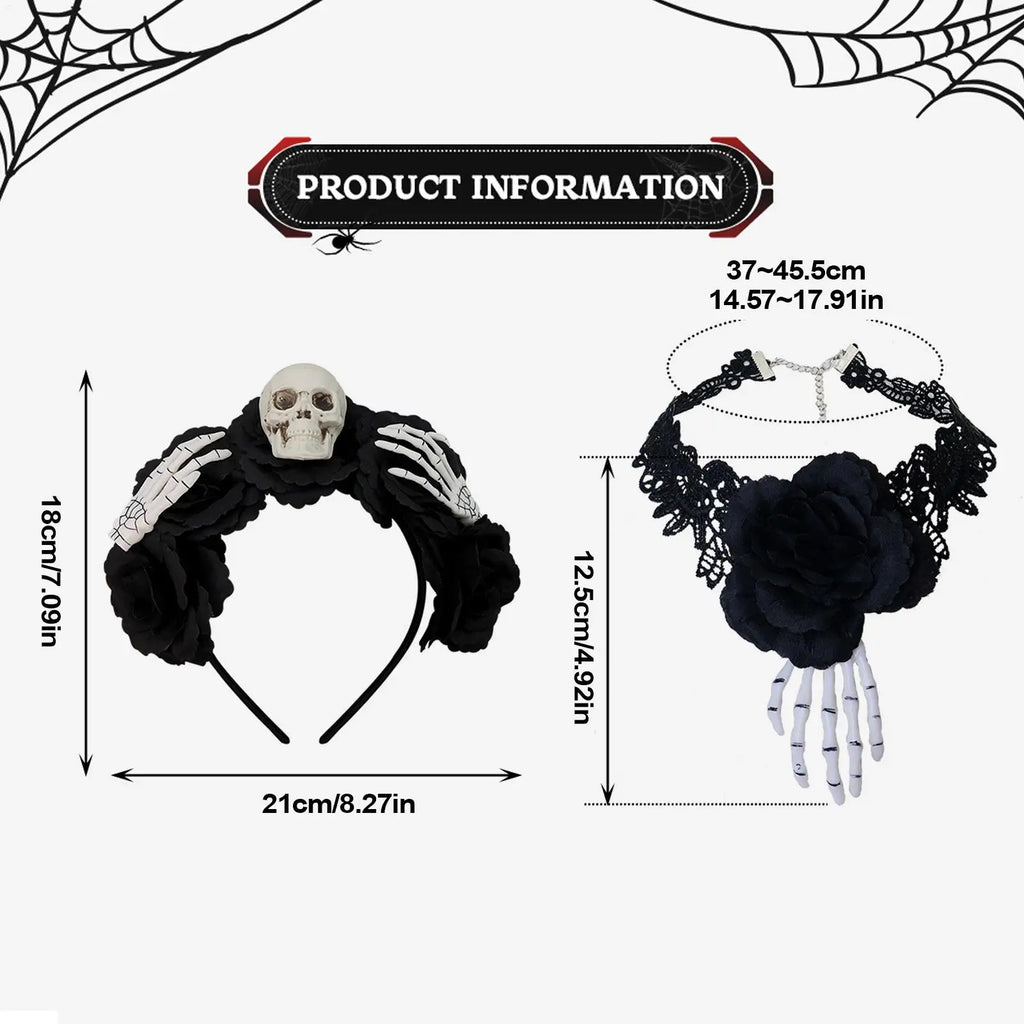 Gothic Lace Necklace Women Hair Hoop Choker Soft Goth Headdress Qme