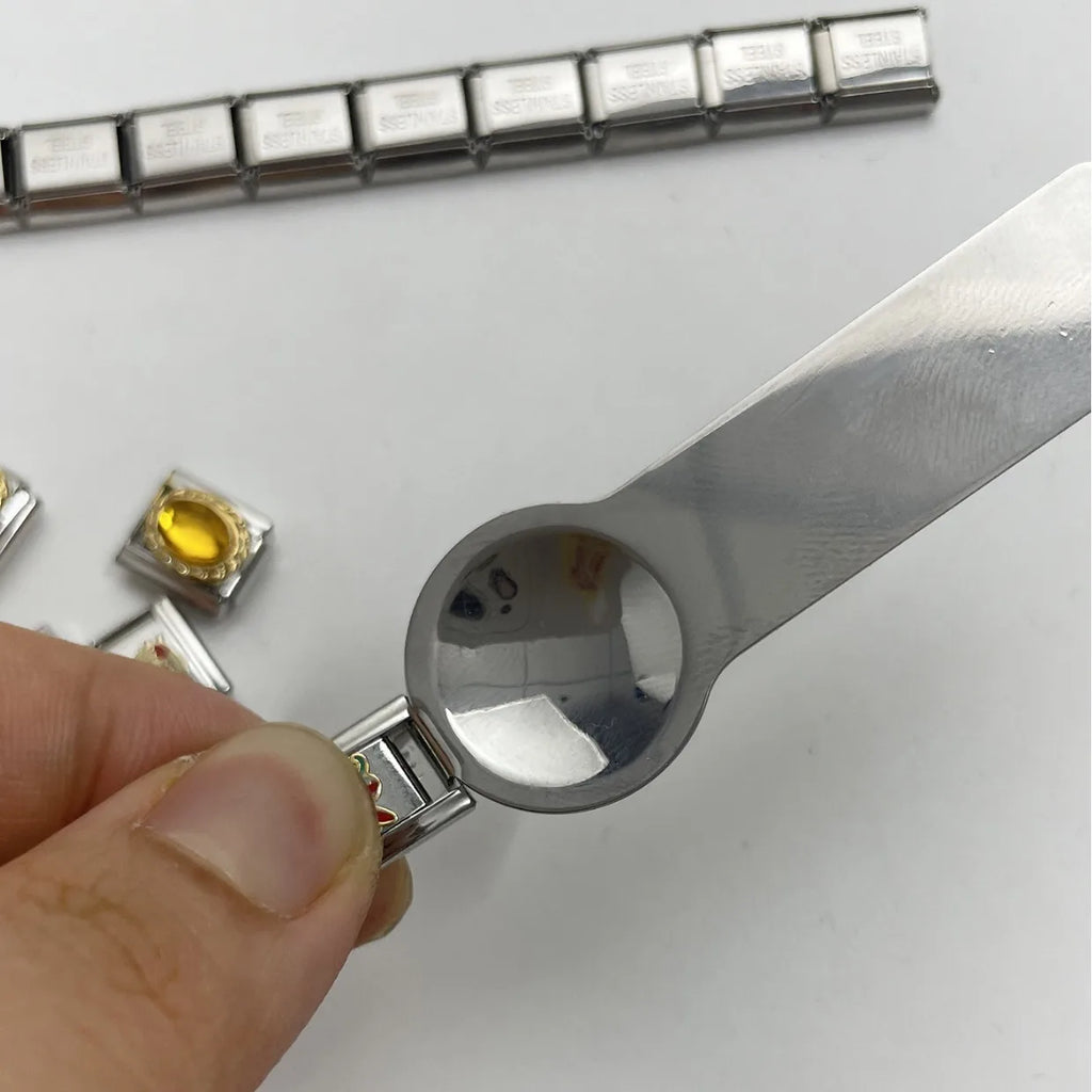 1PC Italian Charm Elastic Bracelet Tool Opening for Link Chain New Silver Color Stainless Steel DIY Making Jewelry Wholesale Qme