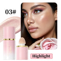 QIBEST Matte Face Liquid Blusher Smooth Cheek Eye Blush Highlighter Multi-Use Stick Rouge Lasting Liquid Contour Bronzer Makeup Qme 03