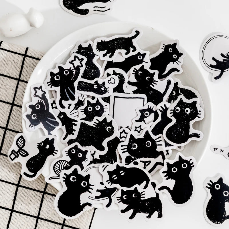 Mr. Paper 45Pcs/box Cute Cat Theme Box-Packed Stickers Handbook DIY Material Decoration Kawaii Stickers Korean Stationery Qme