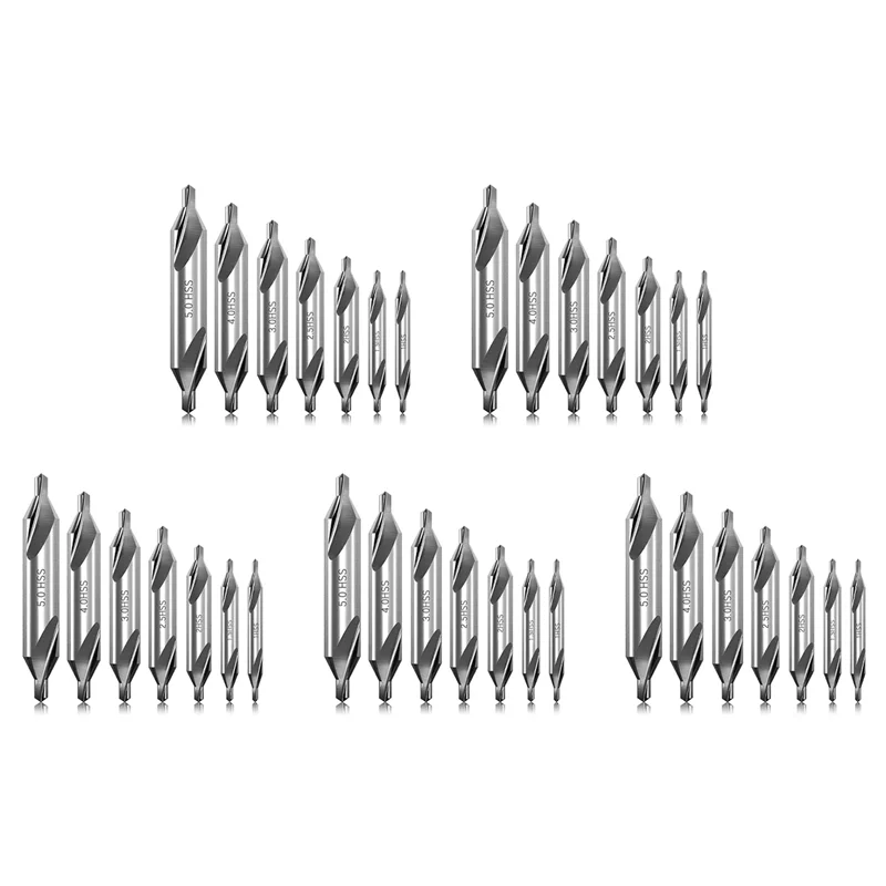 A02F-35 Pcs Center Drill Bits Set 60-Degree Angle Center Drill Bits Kit Countersink Tools For Lathe Metalworking Qme Silver