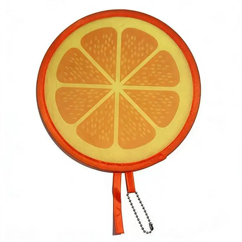 Portable Round Foldable Hand Fans Cartoon Foldable Design Handheld Folding Fan Round Shape Fruit Style Cooling Fans Qme C