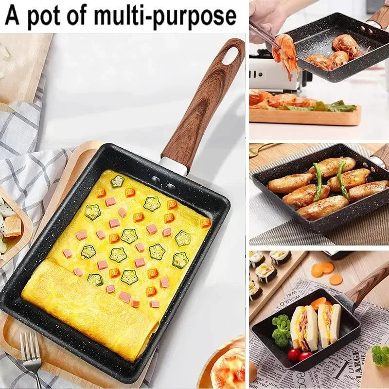 Tamagoyaki Japanese Omelette Pan Nonstick Egg Pan Skillet Rectangle Tamago Pan Small Egg Frying Pan with Cooking Tools Qme