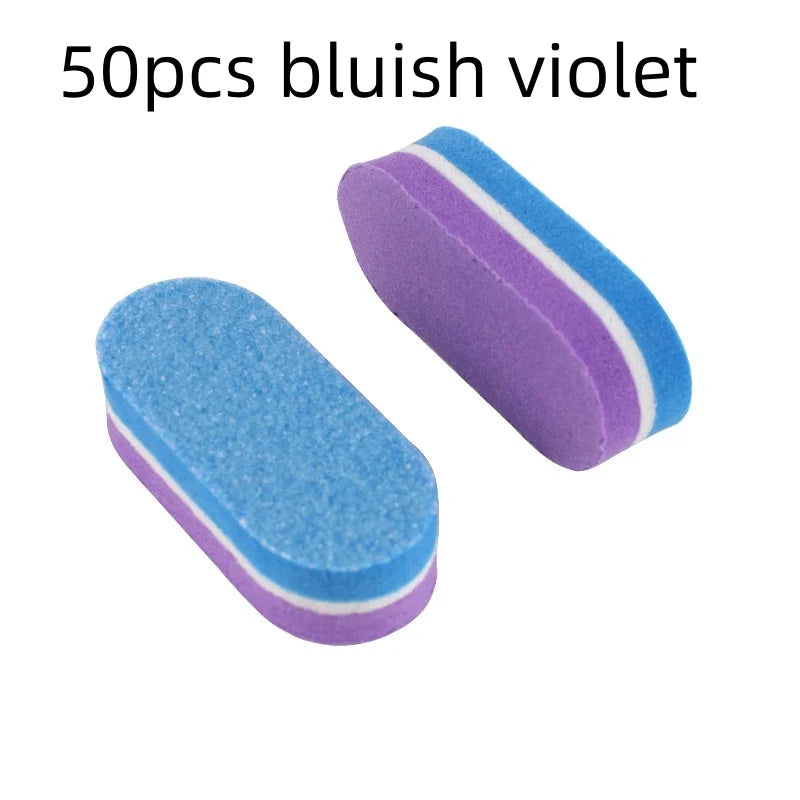 10/50/100pcs mix Professional Buffer Sponge Nail File Mini Double-sided Nails Art Blocks Polishing Manicure Pedicure Qme 50pcs bluish violet