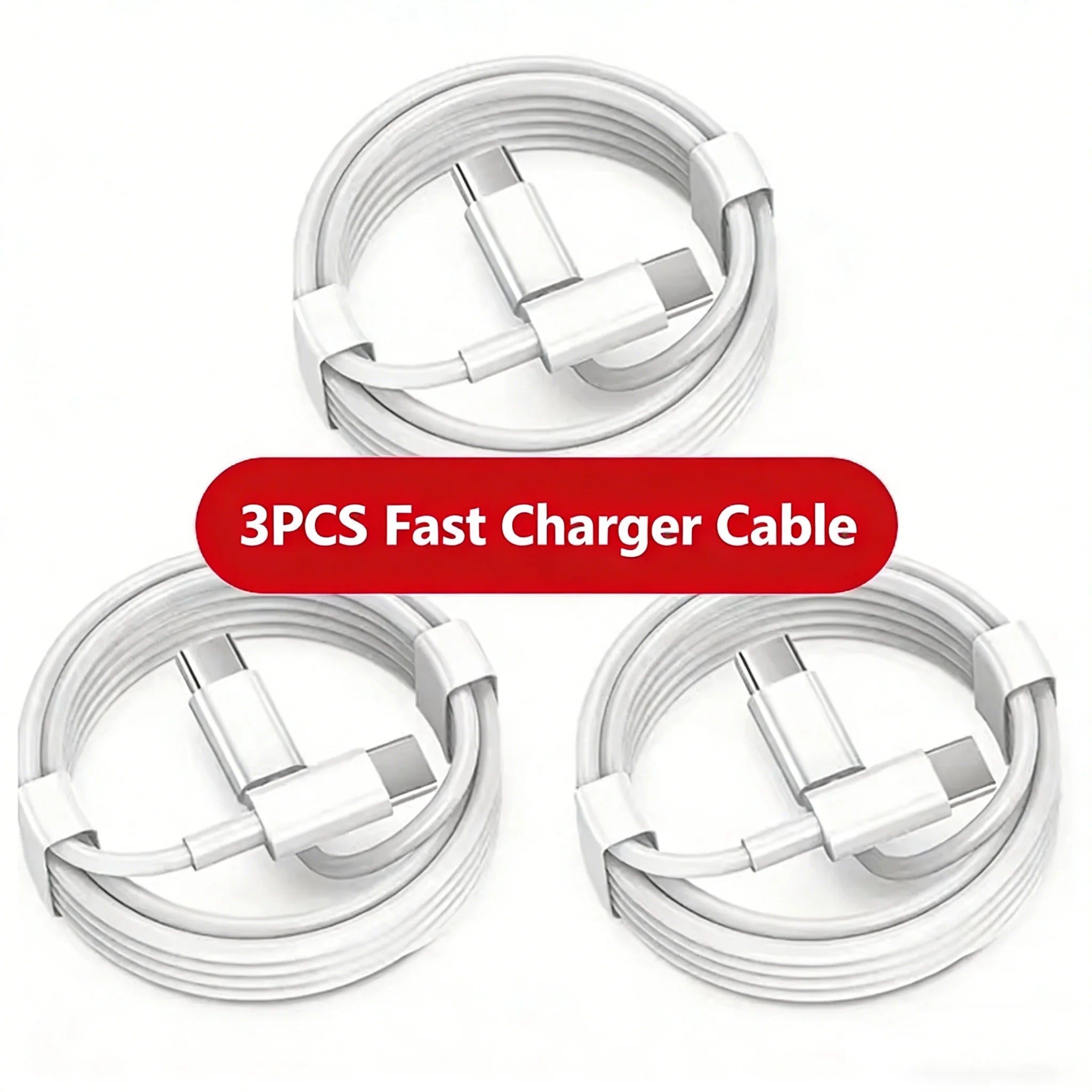 USB-C To Type C 100W 10A Fast Charging Data Cable PD Line 0.25/1/1.5/2/3m Quick Charge 3.0 Data Cord For iPhone Samsung Huawei Qme 3pcs White 3m