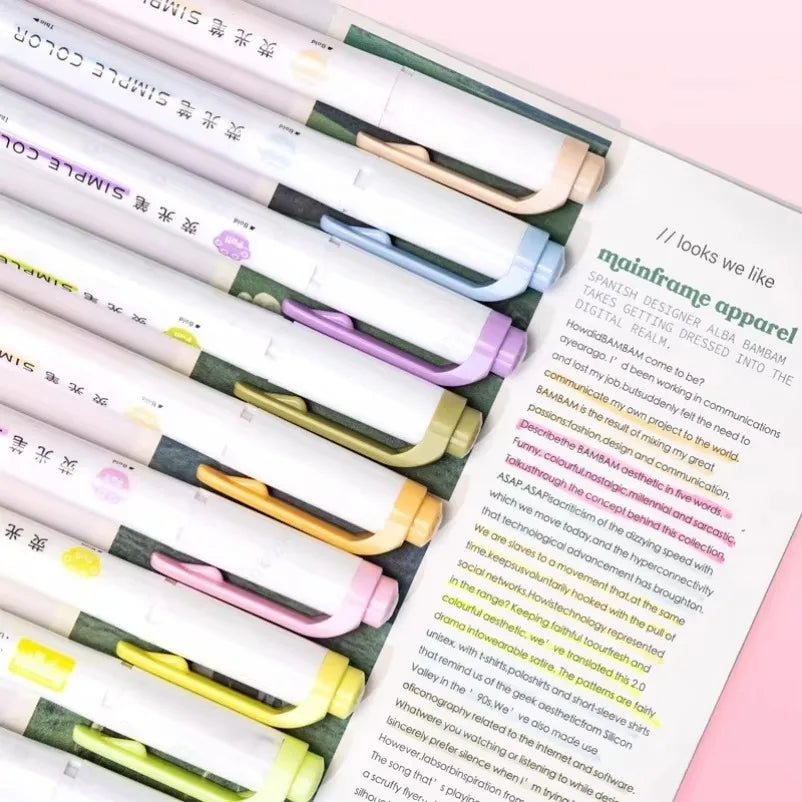 Aesthetic Cute Pastel Double Tips Highlighters Set, 8 pcs, Quick Dry, No Bleed Bible for Bible Study Notes School Office Qme