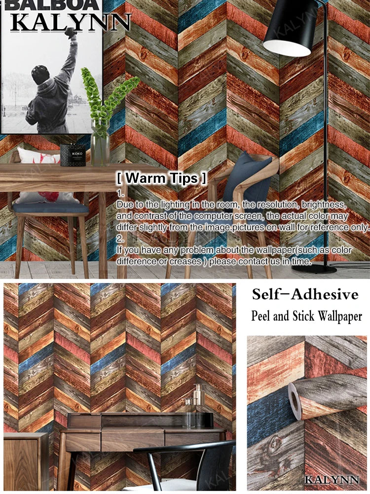 Wood Slat Self Adhesive Wallpaper Vinyl Decorative Peel Stick Contact Qme