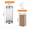 Stainless Steel Cylinder Rolling Grilling Basket Portable Round BBQ Rack Wire Mesh Barbecue Grate for Outdoor Camping Picnic Qme 20CM