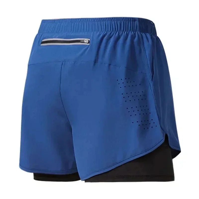 New Men Running Shorts Gym Sports Shorts 2 in 1 Quick Dry Workout Training Gym Fitness Jogging Short Pants Summer Men Shorts Qme BU 2XL
