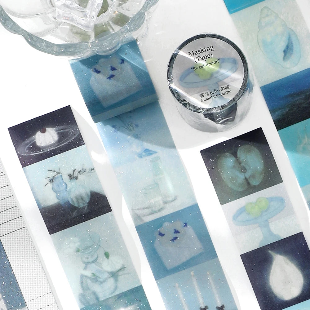 2m/Roll Beautiful scenery PET Tape Paper Journal Decorative Adhesive Masking Tape Scrapbooking Collage Diary Stationery stickers Qme