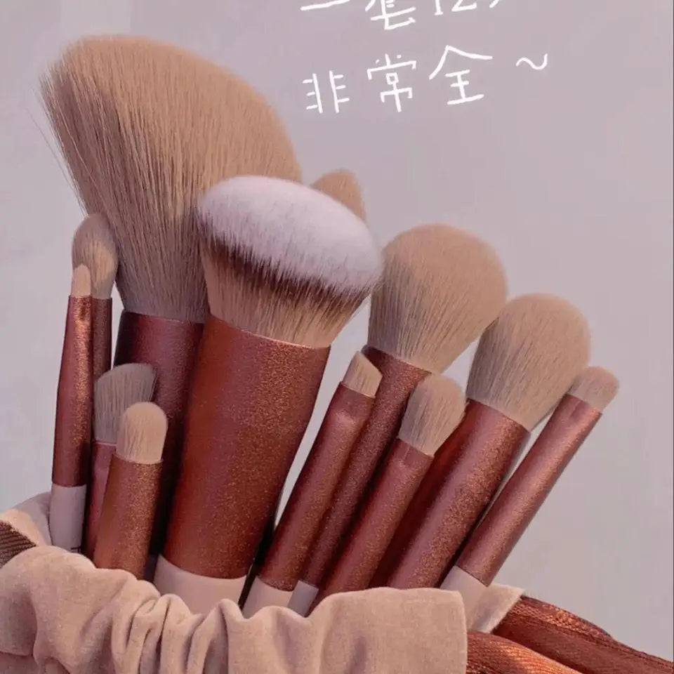 13 PCS Colorful Makeup Brush Set Eye Shadow Foundation Women's Makeup Brushes Eye Shadow Blush Beauty Soft Makeup Toolkit Qme pink colour