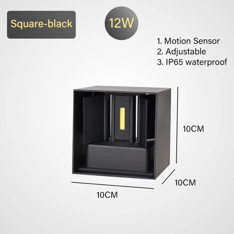 Motion sensor wall lamp Drawing Aluminum Acrylic decoration illumination sconce light indoor home kitchen bedroom corridor aisle Qme Black-12W Warm White (2700-3500K)