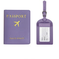 PU Leather Luggage Tag Passport Holder Set Passport Protective Cover Travel Portable ID Credit Card Holder Travel Accessories Qme Purple