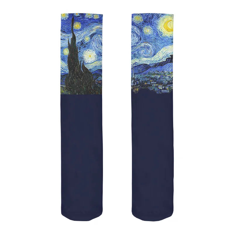 Van Gogh Mural World Famous Painting Sunflower Stockings Women Qme style14
