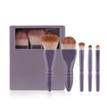 Travel Makeup Brushes Hard Case Mirror Portable Mini Go Women Girls Qme Purple